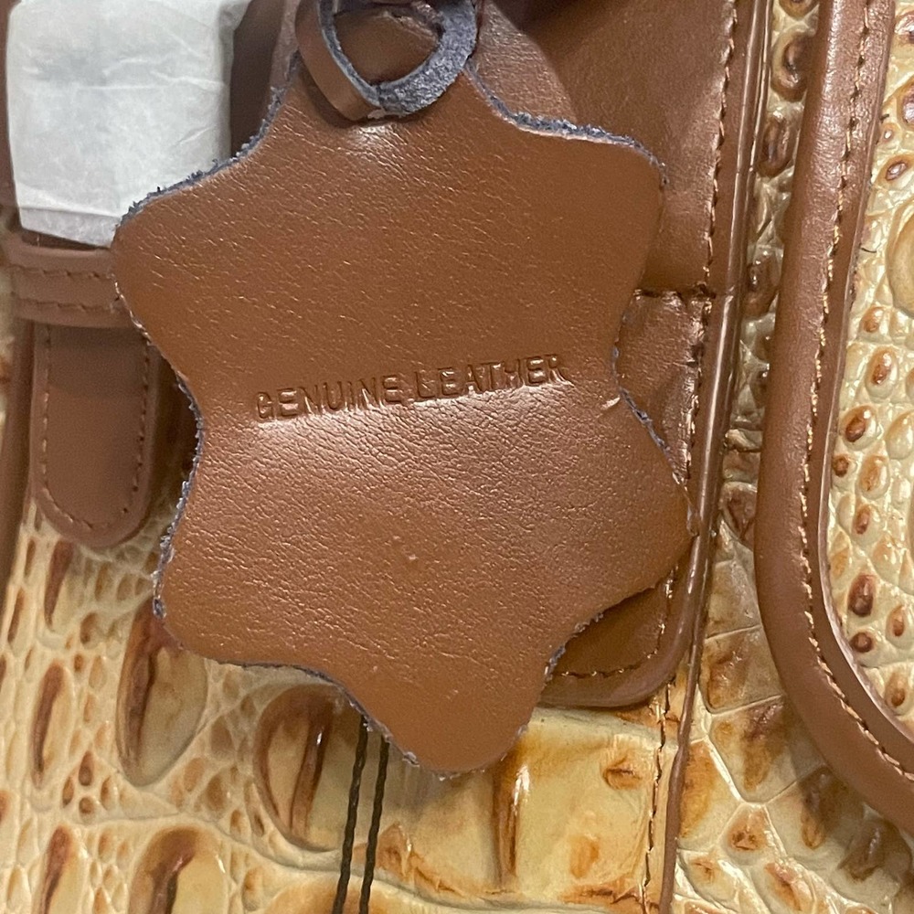 Charlie Lapson Leather Handbag DEFECT Croc Embossed Satchel NWT - Picture 4 of 16